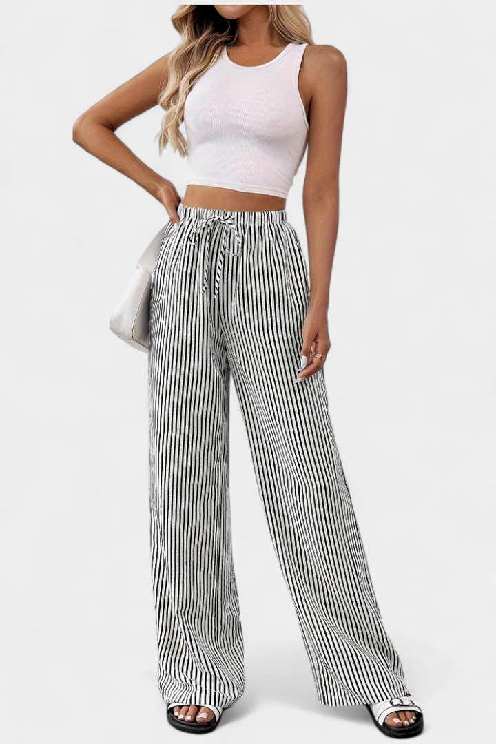Sabrina - Highway Pantaloner Let med Justerbar Talje med Striber