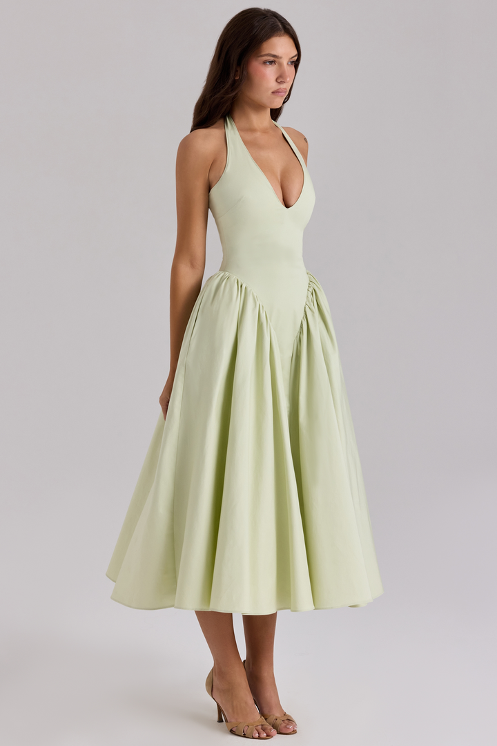 Liana – Elegant draperet midikjole