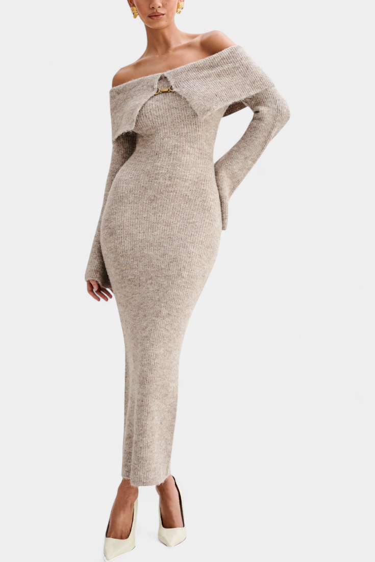 Solsona - Enkelskuldertrøje Fitted Knit Dress
