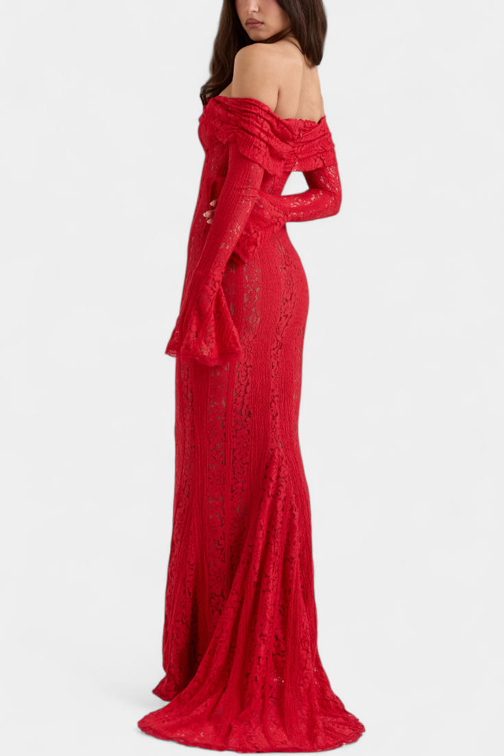 Rosalie - Maxikjole off-shoulder i blonde