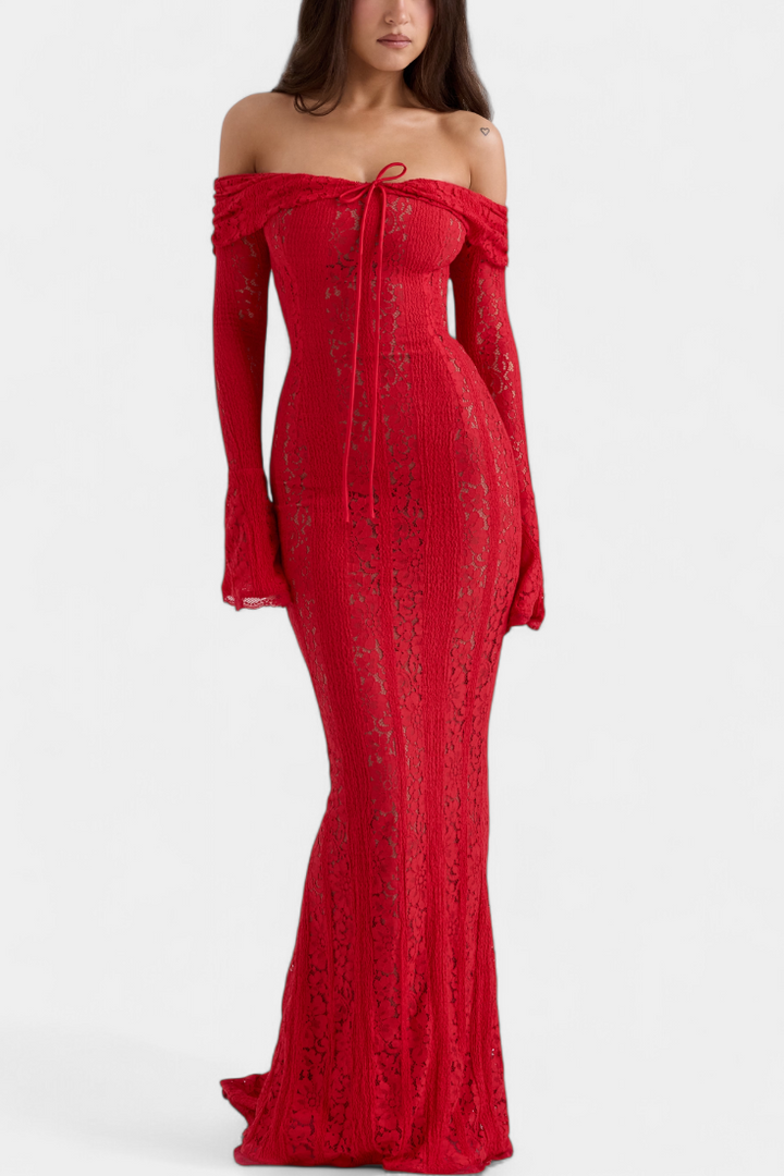 Rosalie - Maxikjole off-shoulder i blonde