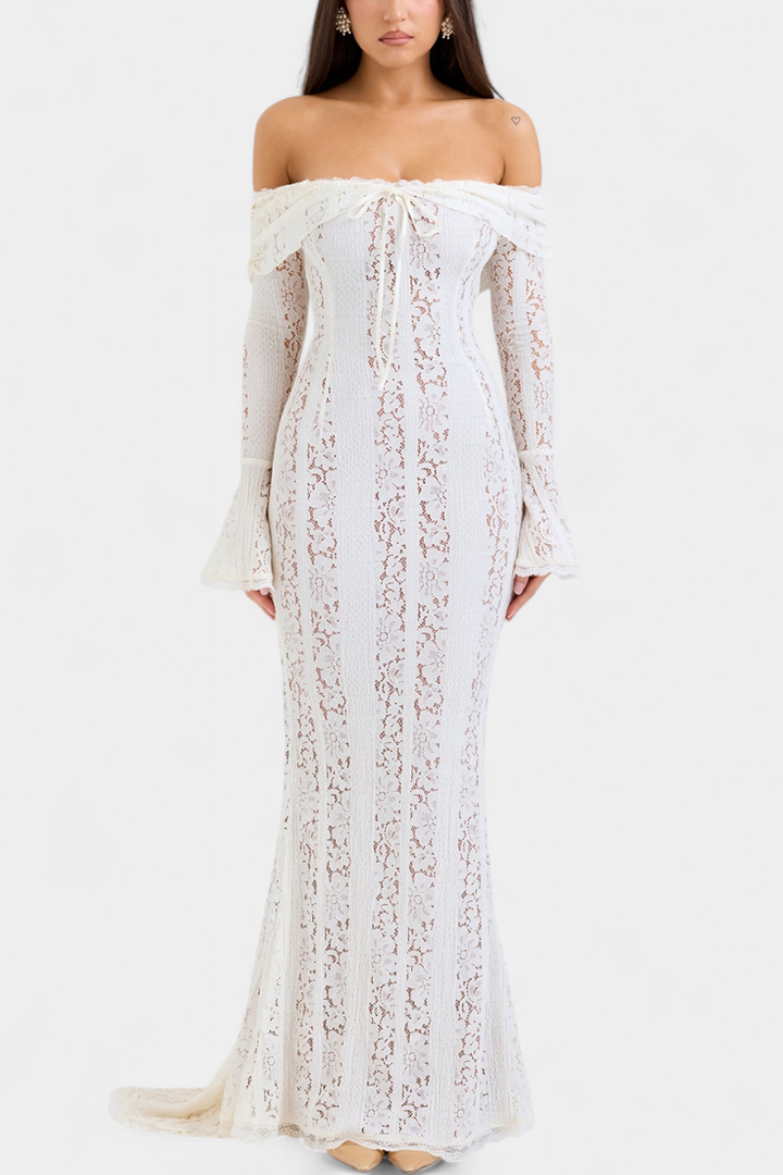 Rosalie - Maxikjole off-shoulder i blonde