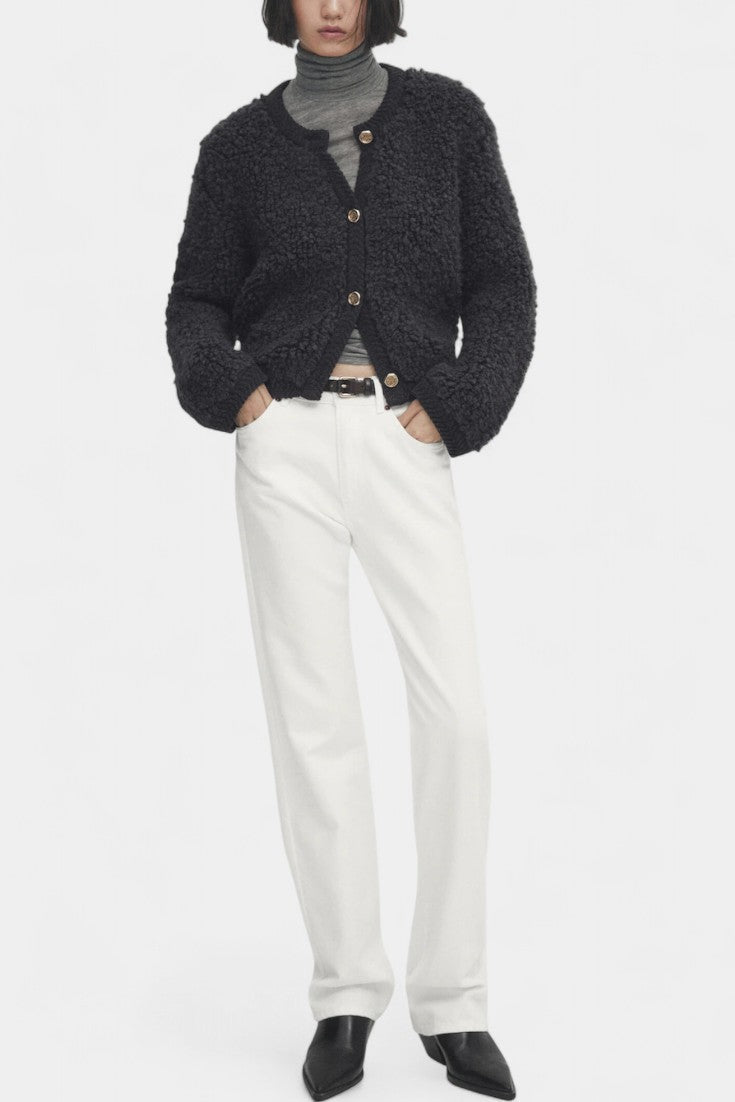 Chenda – Kort cardigan i elegant filtretekstur