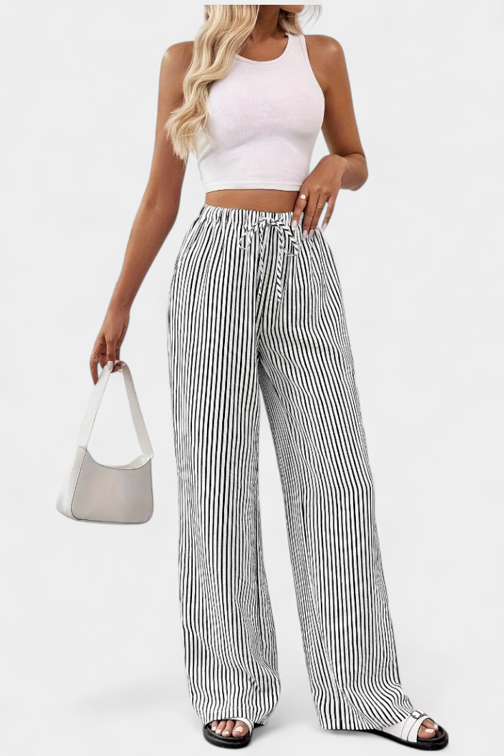 Sabrina - Highway Pantaloner Let med Justerbar Talje med Striber
