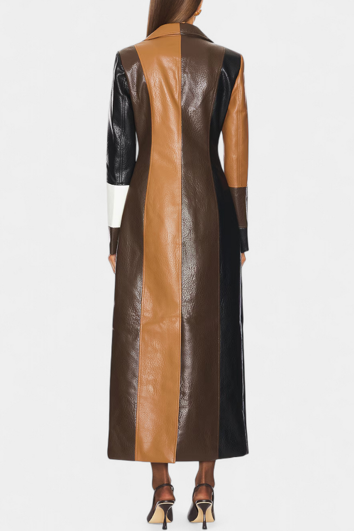 Norelle - Abrigo Trench af læder med patchwork